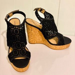 Lucky Brand Raziah Slingback Wedge Peep Toe Sandals